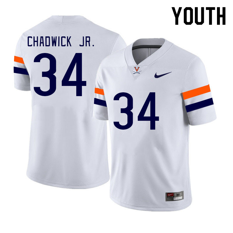 Youth #34 Kevin Chadwick Jr. Virginia Cavaliers College Football Jerseys Stitched Sale-White